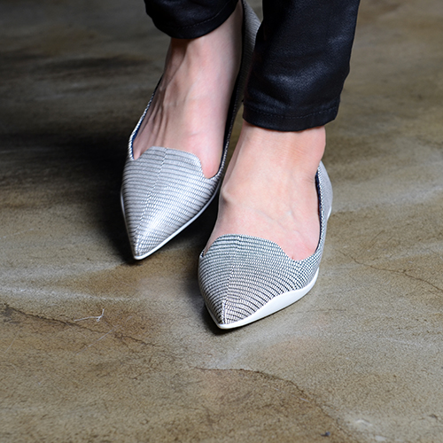 WHITE EMBOSSING LEATHER FLATS 0.5