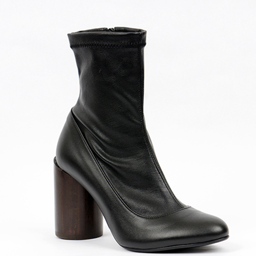 CHUNKY HEEL STRECH LEATHER ANKLE BOOTS 9