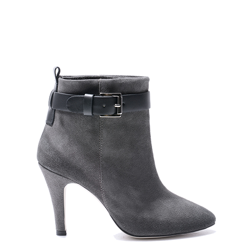 SINGLE BELTED GRAY SUEDE ANKLE BOOTS 9