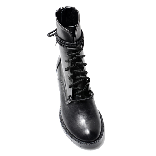ROUND TOE BLACK LACE UP BOOTS 4&#039;1