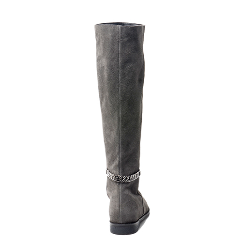 LINKED CHAIN GRAY SUEDE KNEE BOOTS 6.1&#039;0.6