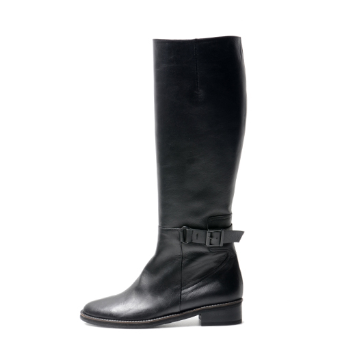BUCKLE BASED BLACK LEATHER RIDING BOOTS 2.8&#039;1